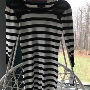 Black and white striped dress